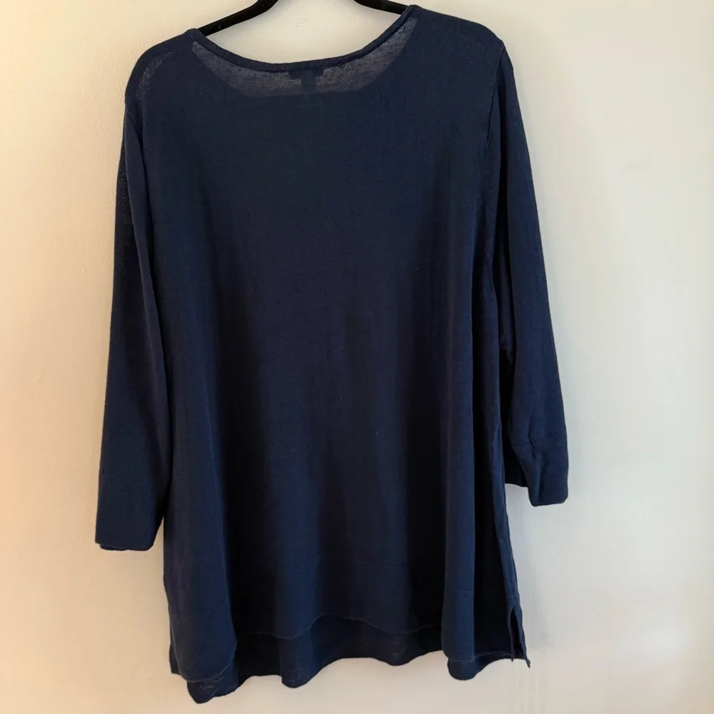 J Jill, lightweight linen sweater, navy blue, 3X - Picture 3 of 4